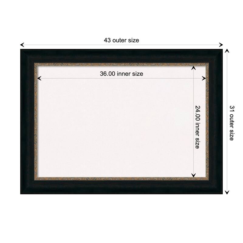 Paragon Bronze Framed White Bulletin Board, Organization Board, Pin Board - Board Size 36x24