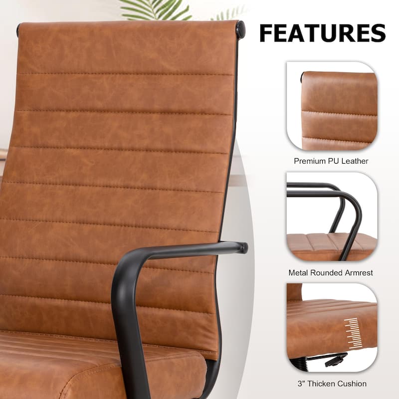 Ergonomic Office Chair Full-Grain Leather with Lumbar Support