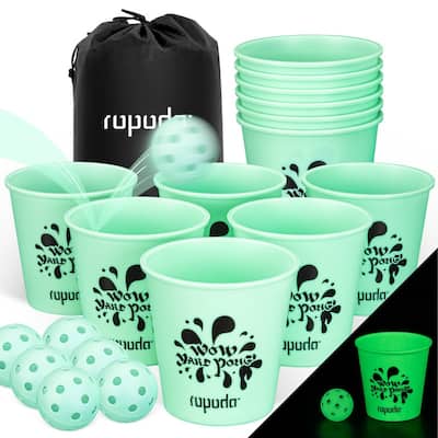 ROPODA Giant Yard Pong,Yard Games with Durable Buckets and Balls, Glow in The Dark - Large