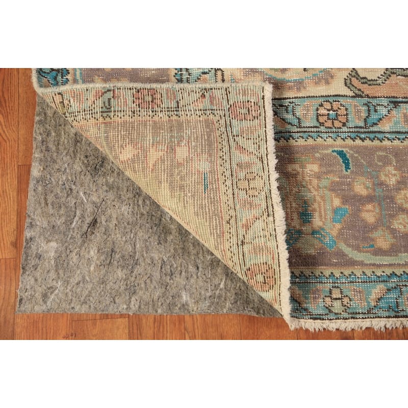 Handmade Orange Tabriz Persian Vintage Wool Carpet - 6'4" x 9'9"