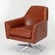 preview thumbnail 14 of 19, Presada Faux Leather Swivel Armchair by Greyson Living Caramel