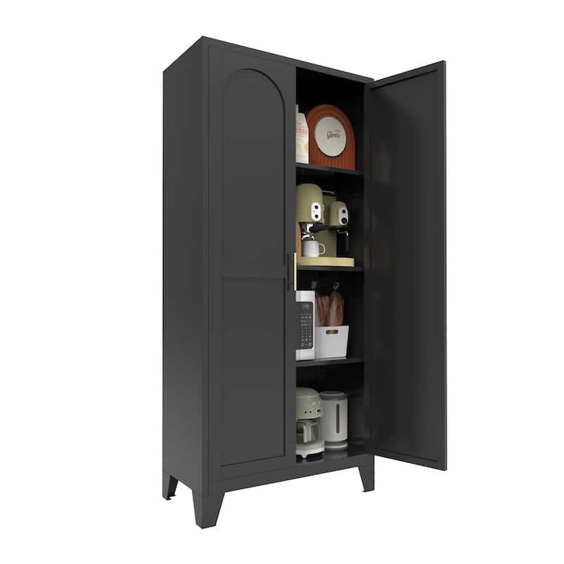 61'' 2 Shapely Doors Cabinet, Metal Storage Cabinet with Doors and Adjustable Shelves