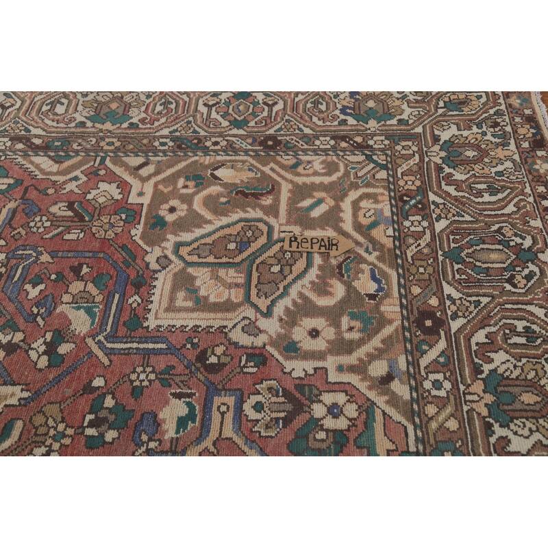 Geometric Bakhtiari Persian Vintage Area Rug Hand-Knotted Wool Carpet - 10'2"x 12'8"
