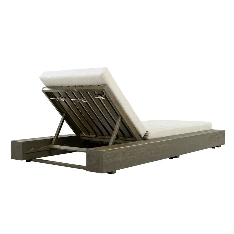 Christopher Knight Home - Amedea Outdoor Acacia Wood Chaise Lounge with Adjustable Backrest & Water-Resistant Cushion