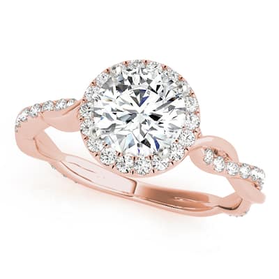 Auriya 14k-Rose Gold Lab Grown Round Diamond Halo Engagement Ring 0.50 to 5.00 ct. tw. (F-G VS)