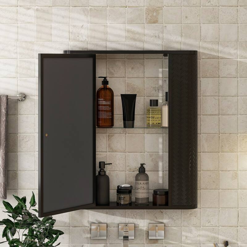 Modern Wall-Mounted Bathroom Cabinet with Mirror,Metal Framed Door,2 Shelves,Over Toilet or Vanity Organizer