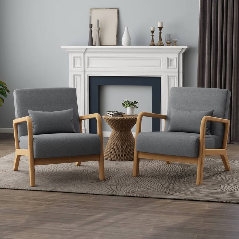 Upholstered Armchair Leisure Chair Accent Chairs Set of 2 with Pillow