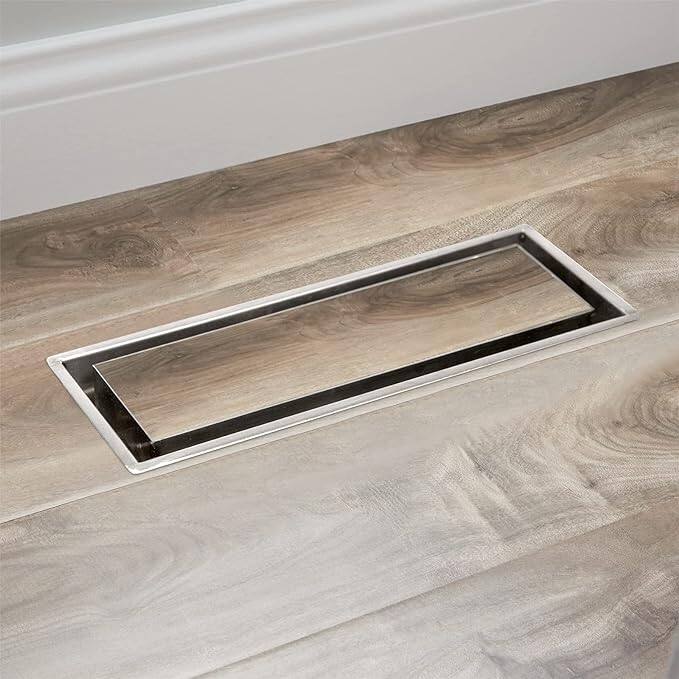 Zion Flush Mount Floor Register 3" x 10" Sand nickel Modern Air Vent for AC and Heating Heavy Duty - Silver - Stainless Steel