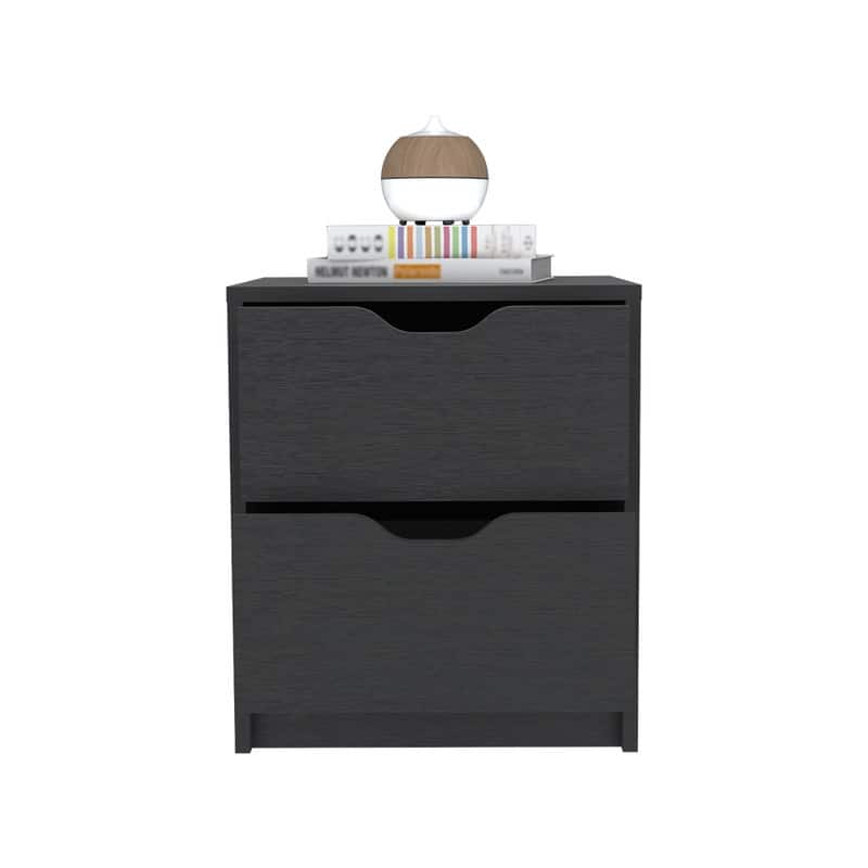 Nightstand Gandu, Two Drawers, Black Wengue Finish