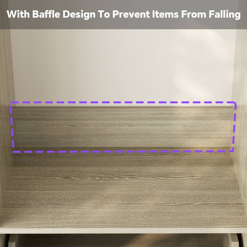 20"-60" Closet System with 3 Wooden Drawers and Sturdy Shelves and Retractable Rods