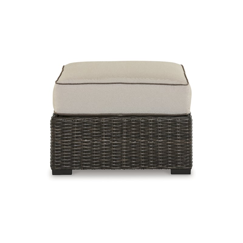 Signature Design by Ashley Coastline Bay Brown Outdoor Ottoman with Cushion - 28.5" W x 28.5" D x 19.5" H