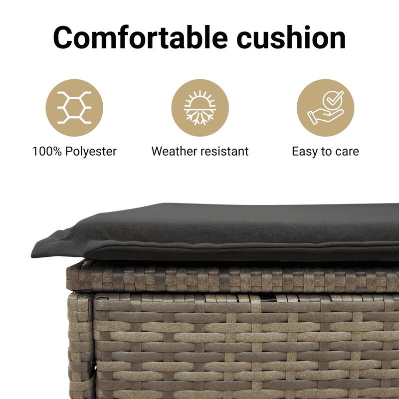 vidaXL Garden Sofa Set Grey PE Rattan Modular and Customizable - 33.5 x 94.9 x 27.2