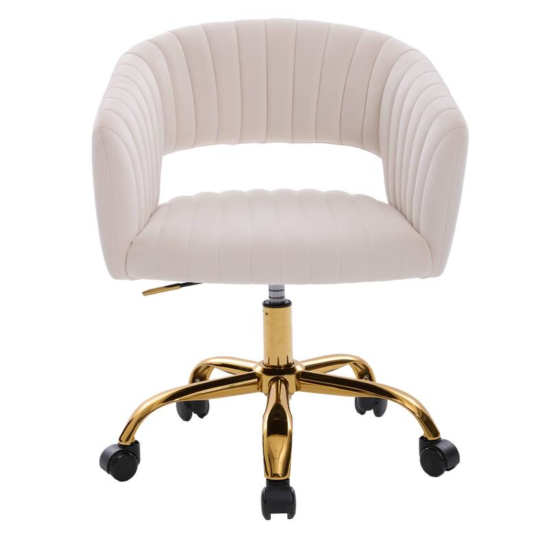 HOMEFUN Velvet Upholstered Swivel Adjustable Height Home Office Chair With Wheels