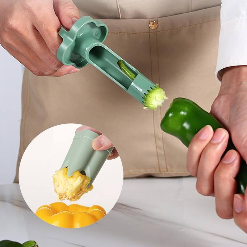 2pcs Pepper Seed Corer Remover, 2-in-1 Bell Pepper Cutter & Deseeder