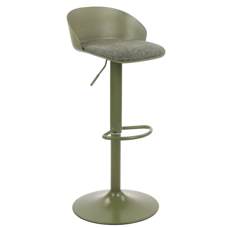 Contemporary Metal and Fabric Adjustable Air-Lift Stool, Set of 2