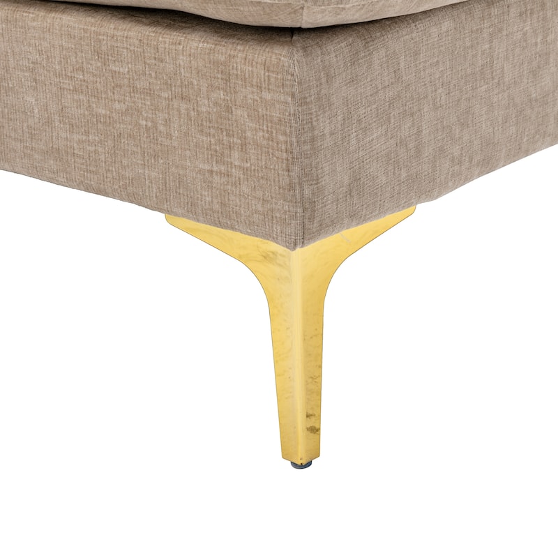 Living Room Chenille Fabric Sofa Sectional Sofa with Cushion Back, Pillow Top Arms, and Metal Legs