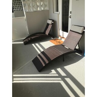 Havenside Home Alaganik Brown Folding Patio Chaise Lounger Chair - N/A