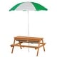 preview thumbnail 12 of 18, Outsunny Kids Picnic Table with Umbrella and Storage Inside, Sand and Water Table, Kids Outdoor Furniture - 36.5" x 33.5" x 19"