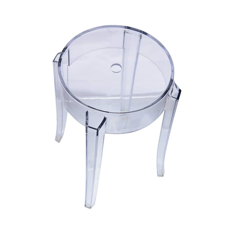 LeisureMod 18" High Backless Acrylic Counter Stool with Round Seat and Foot Rest for Home Dining Room and Kitchen - 18.1"