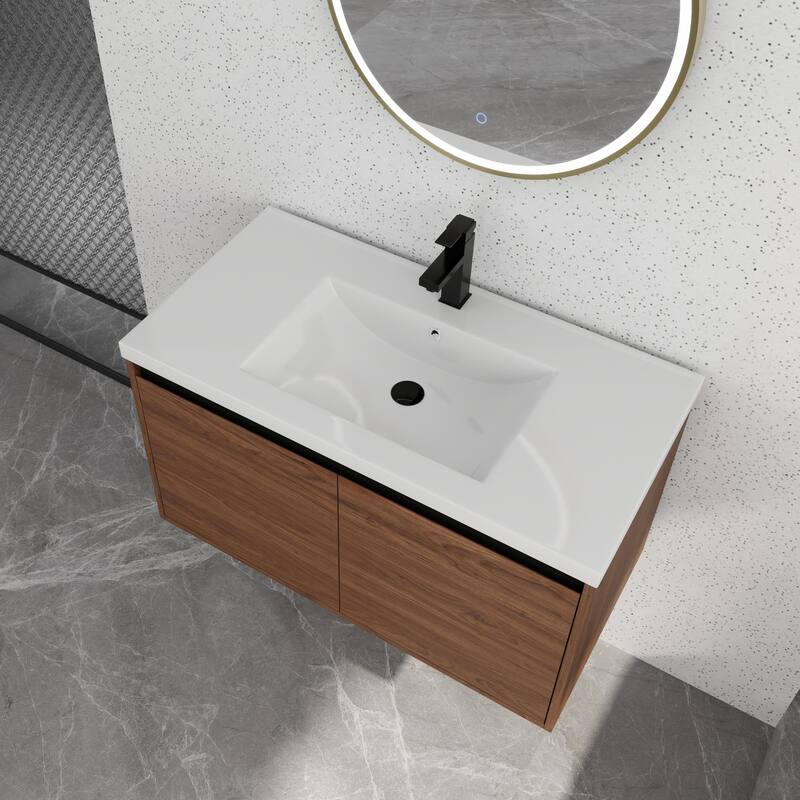 Bathroom Vanity With Sink In 16/20/24/30/36 Inch, Floating Bathroom Vanity With Soft Close Door