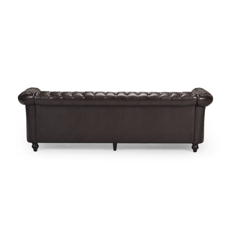 Modern 3-Seat Chesterfield Botton Tufted Sofa with Scrolled Arms
