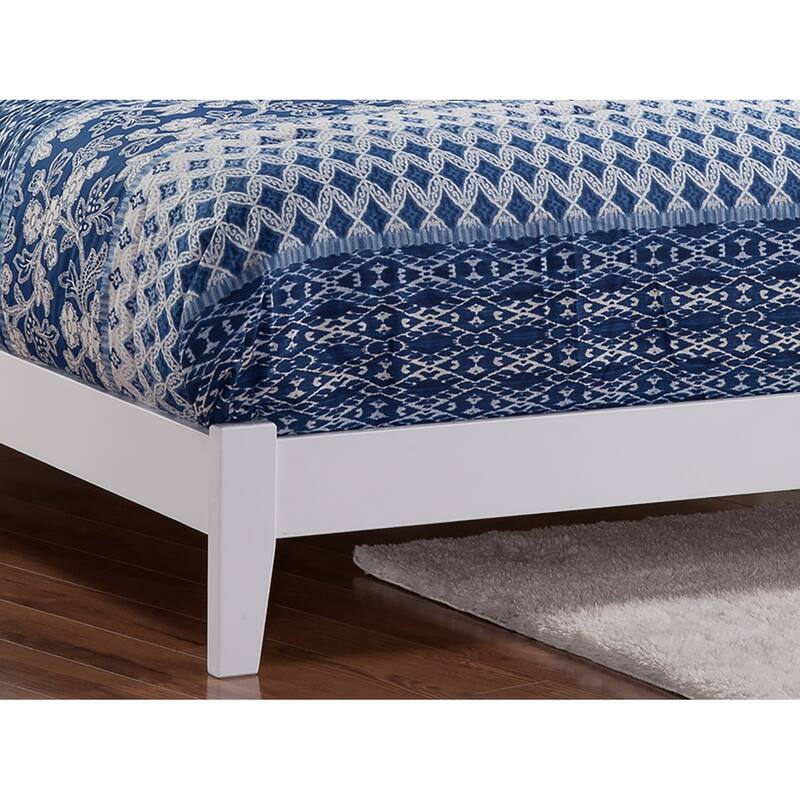 Rustic Revival Low Profile Bed - White Platform Bed Frame - Hardwood & Beadboard Design - 78.75"x40"