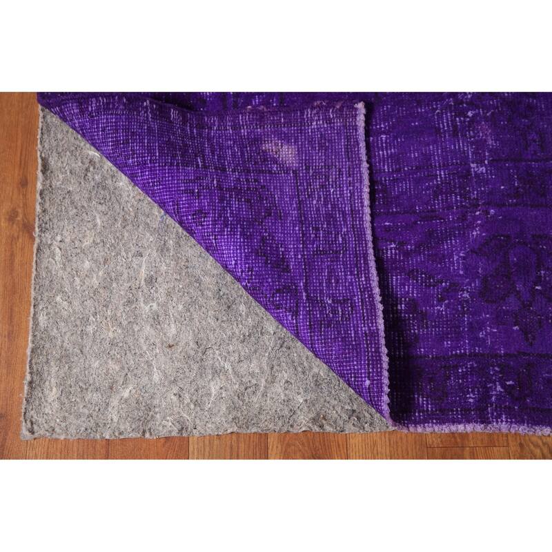 Purple Over-Dyed Anatolian Turkish Vintage Rug Handmade Wool Carpet - 6'10"x 10'7"