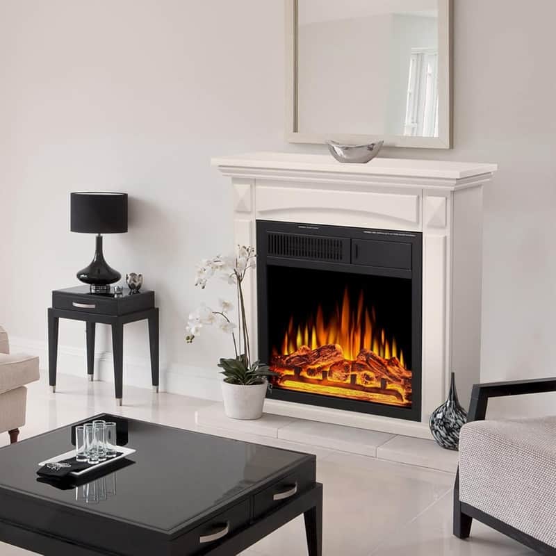 Electric Fireplace Mantel Wooden Surround Firebox