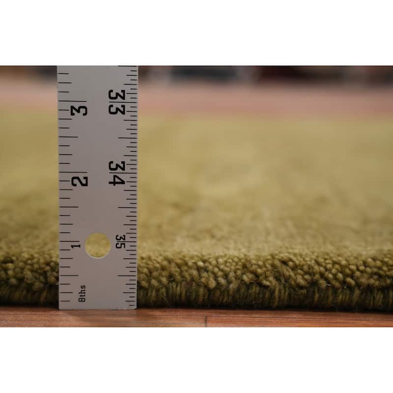 Hand Knotted Oriental 100% Wool Carpet Modern Solid Green Gabbeh Area Rug - 6' 0'' X 4' 0''
