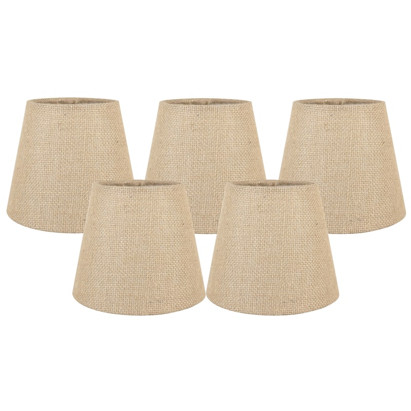 Meriville Burlap Clip On Chandelier Lamp Shades, 4-inch by 6-inch by 5-inch - Set of 5 - Natural