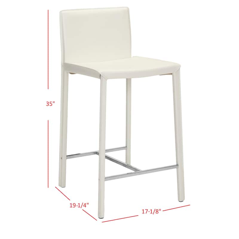 SAFAVIEH Jeraldine Mid-Century 26-inch Ave White Counter Stool (Set of 2) - 18.3" x 19.7" x 35.4" - 18Wx20Dx35H