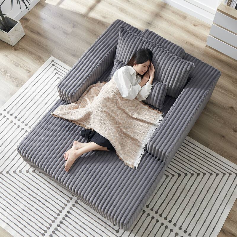 Corduroy Sponge Sofa Lounge Chair with Removable footrest