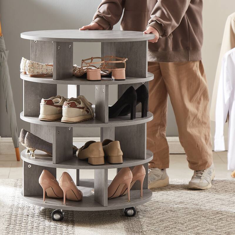 4 Tier Design 360° Spinning Shoe Rack Tower, 16 Pair Shoe Rack