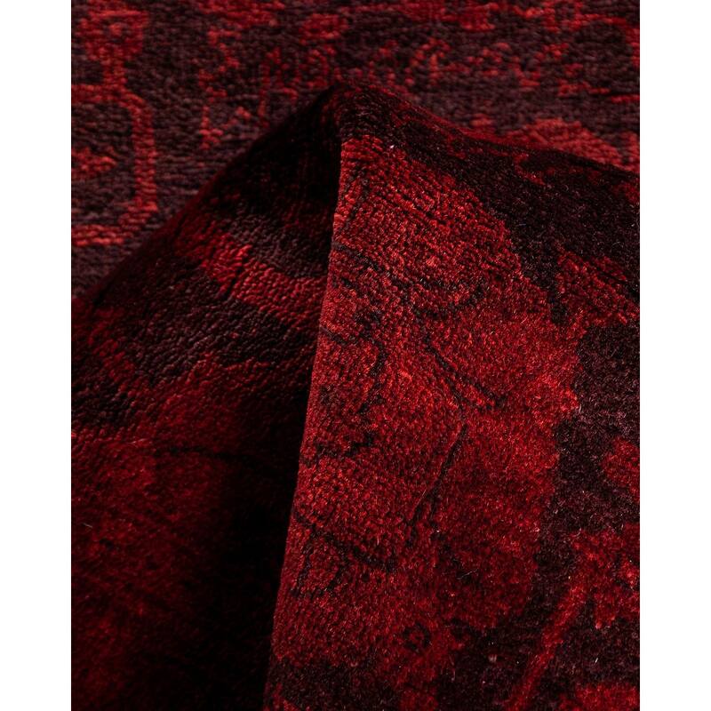 Overton Hand Knotted Wool Vintage Inspired Modern Contemporary Overdyed Brown Runner Rug - 2' 7" x 16' 4"