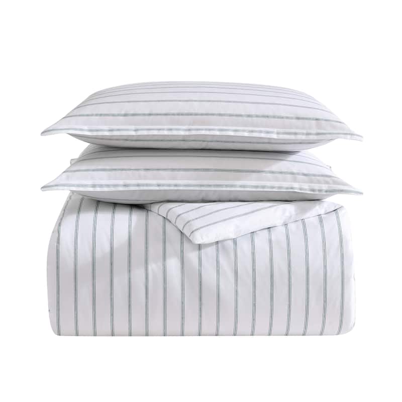 Stone Cottage Trenton Stripe Green Cotton Duvet Cover Set