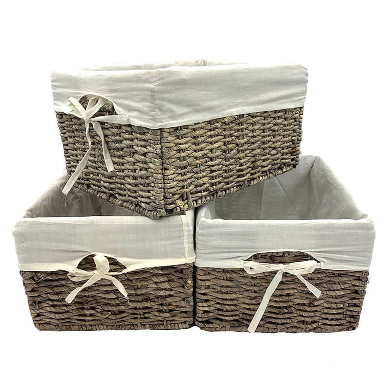 Woven Maize Grey Rectangular Storage Baskets (Set of 3)