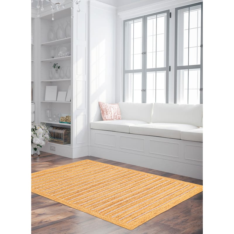 ECARPETGALLERY Braided Weave Palas Denizli Tan Jute Rug - 5'3 x 7'10