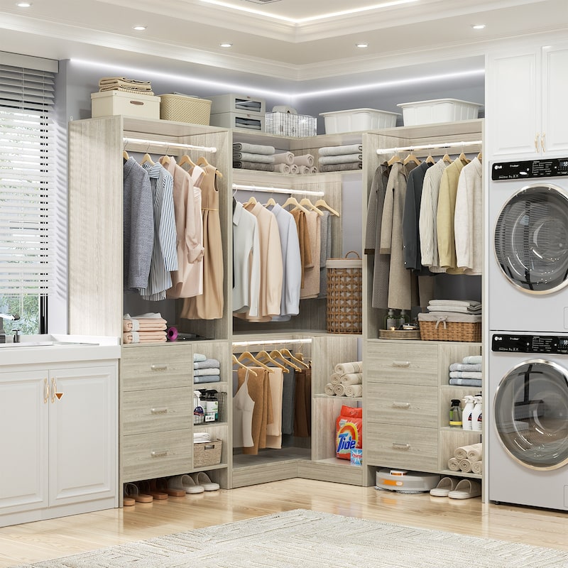 Cimly Set of 3 Freestanding Corner Closet System, Space-saving Closet Organizer for Walk-in/ Reach-in Closet