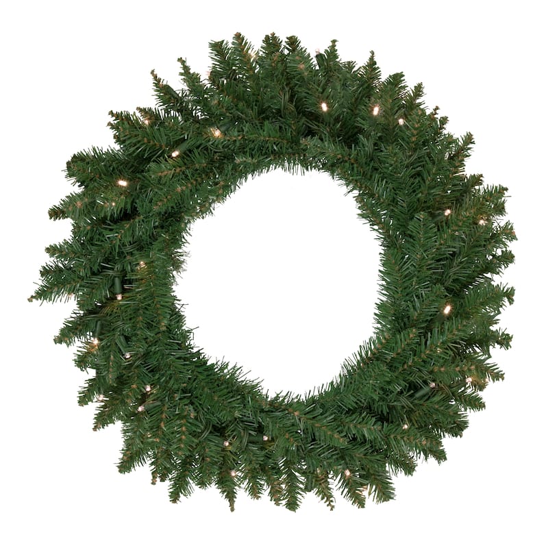 Pre-Lit Winona Fir Artificial Christmas Wreath 24-Inch Warm White LED Lights - 24"