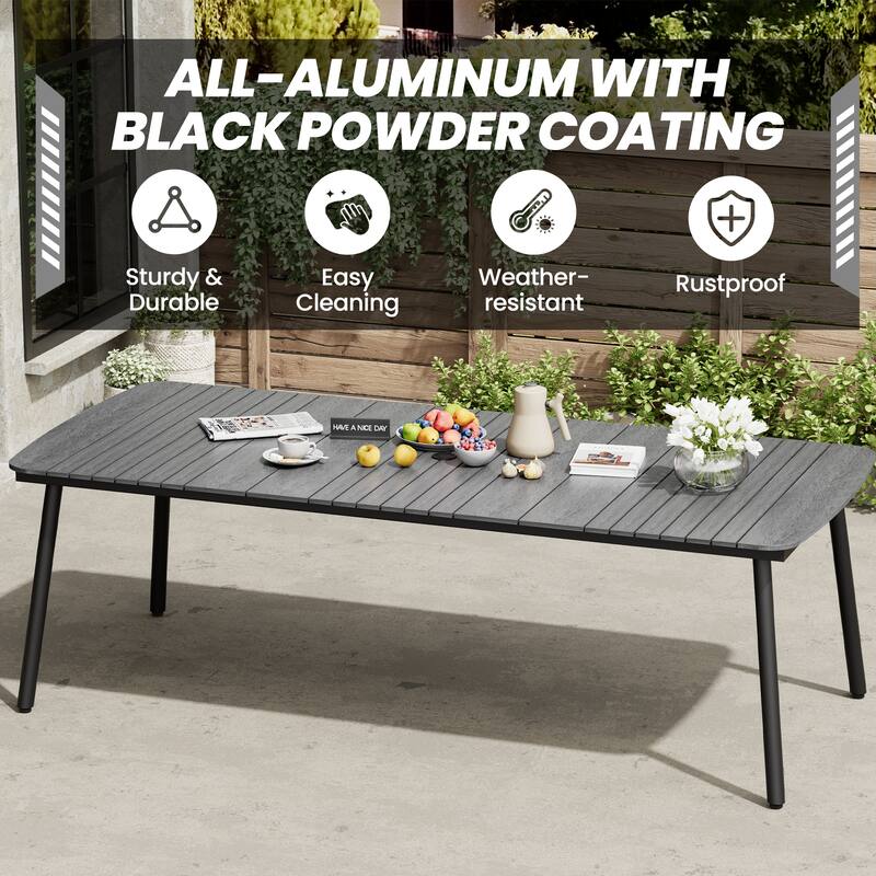 Outdoor Patio Dining Table Rectangular Aluminum Outdoor Table for 6/8/10 Person
