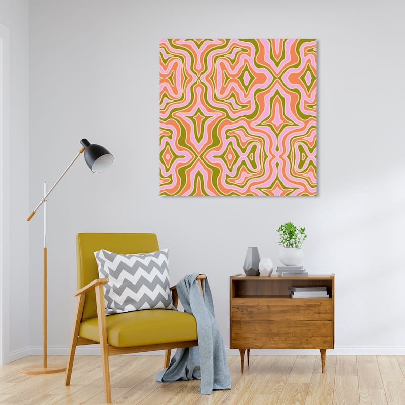 Wynwood Studio Canvas Abstract Retro Dizziness Orange and Light Violet Bohemian & Eclectic Wall Art Canvas Print