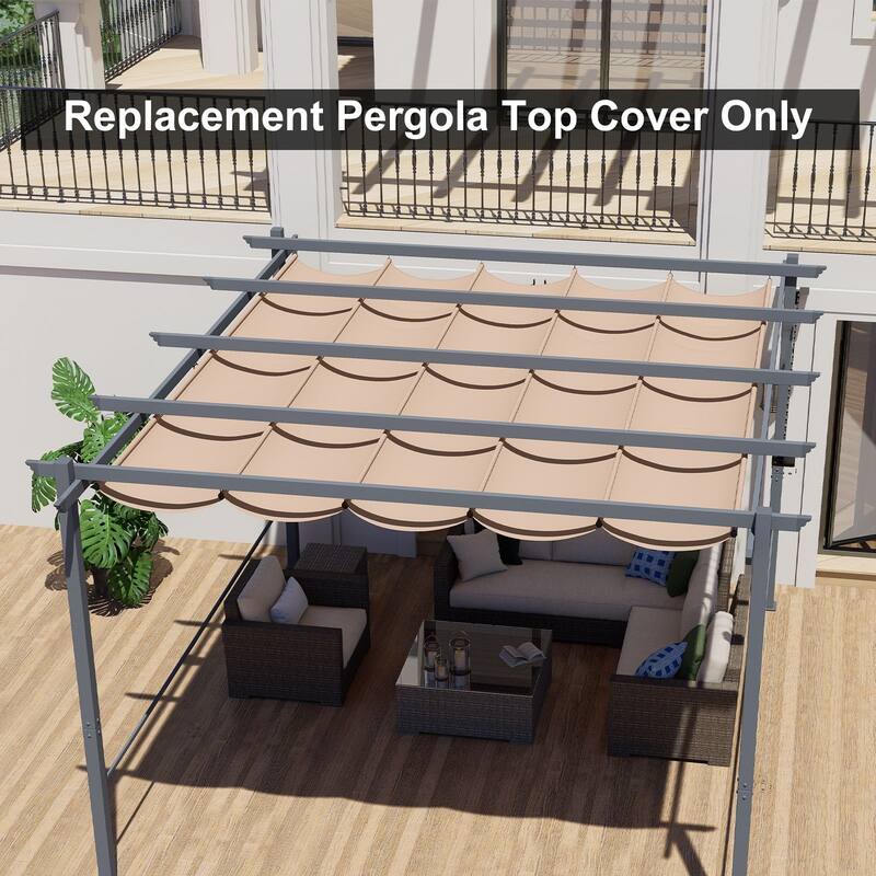 Aoodor Pergola Replacement Canopy- Retractable Sun Shade Cover