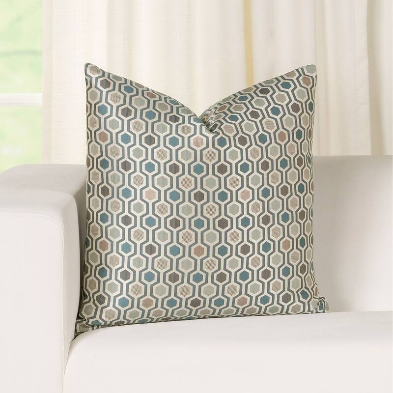 Hamburgo Geometric Stitched Throw Pillow - 20 x 20 - Blue