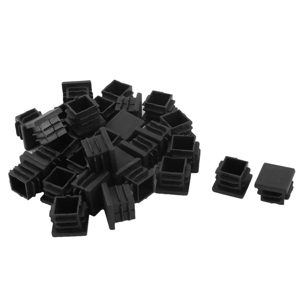 Kitchen Plastic Square Design Tube Insert End Cover Cap Black 19 x 19mm 30pcs