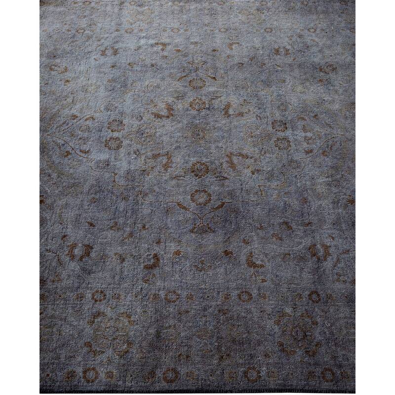 Overton Hand Knotted Wool Vintage Inspired Modern Contemporary Overdyed Gray Area Rug - 4' 2" x 6' 1"