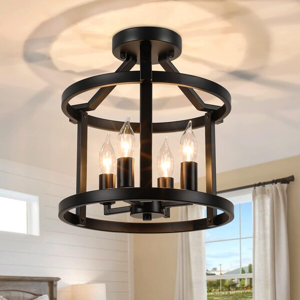 Industrial farmhouse flush mount lighting on sale