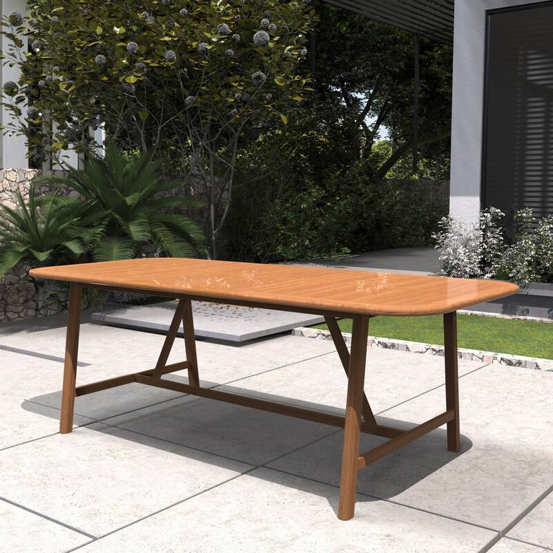 Modern Outdoor Acacia Wood Dining Table with Adjustable Length