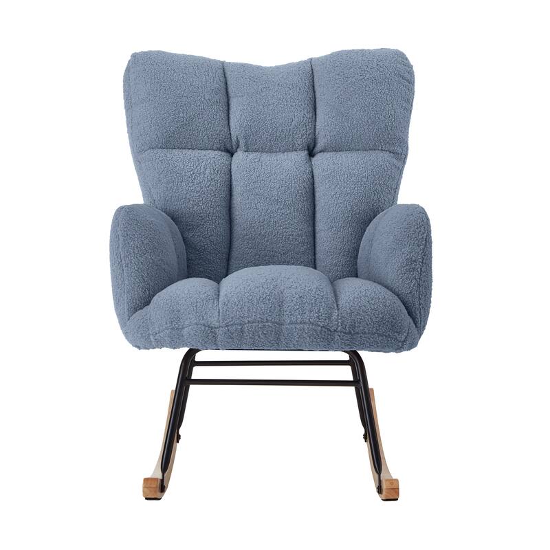 Anmytek Comfy Tufted Teddy Fabric Glider Rocking Chair