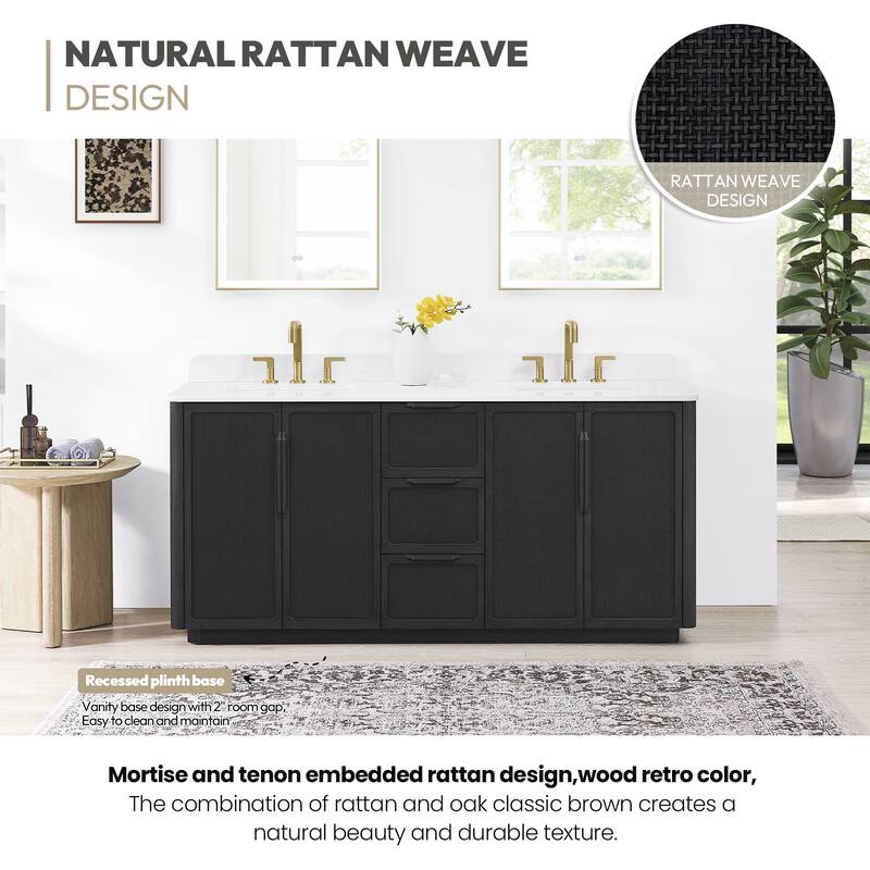 Busan Bath Vanity with White Quartz Stone Top without Mirror