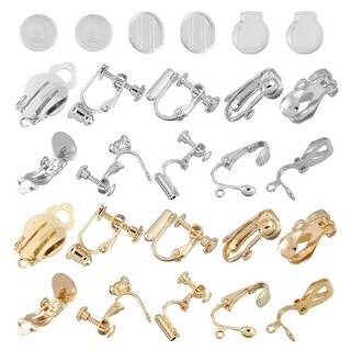Clip On Earrings Uxcell Clip-on Earring Converter With Silicon Earring Pads, 24Pcs - Clip-on Earring Findings, Earring Clips For Non-Pierced Ears With Easy Open Loop (Imitation Gold & White Clip On Earring